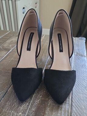 French Connection Black Pointed D'Orsay Heels